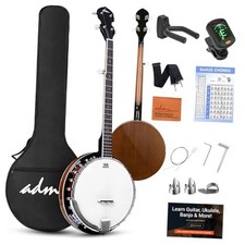 Banjo 5 String Full Size Banjoes Set Beginner Banjo Kit with 38 Inch Brown