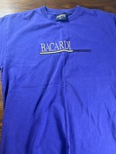VTG Mens PUERTO RICO Bacardi Rum Shirt Purple Made In USA Size Large EMBROIDERED