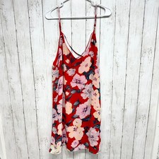 Lulu's Dress Women XL Red Floral V-Neck and Back Spaghetti Strap Mini Red Summer