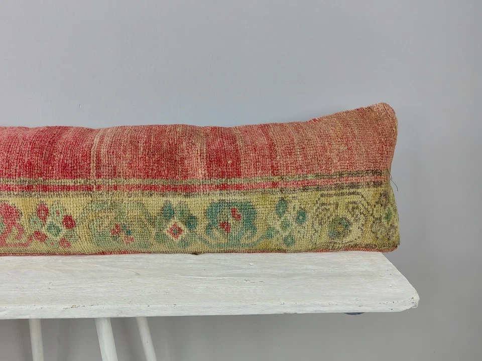 12x48 Turkish Kilim Pillow Cover - Long Lumbar Throw - Vintage Boho Cushion - Image 2 of 4