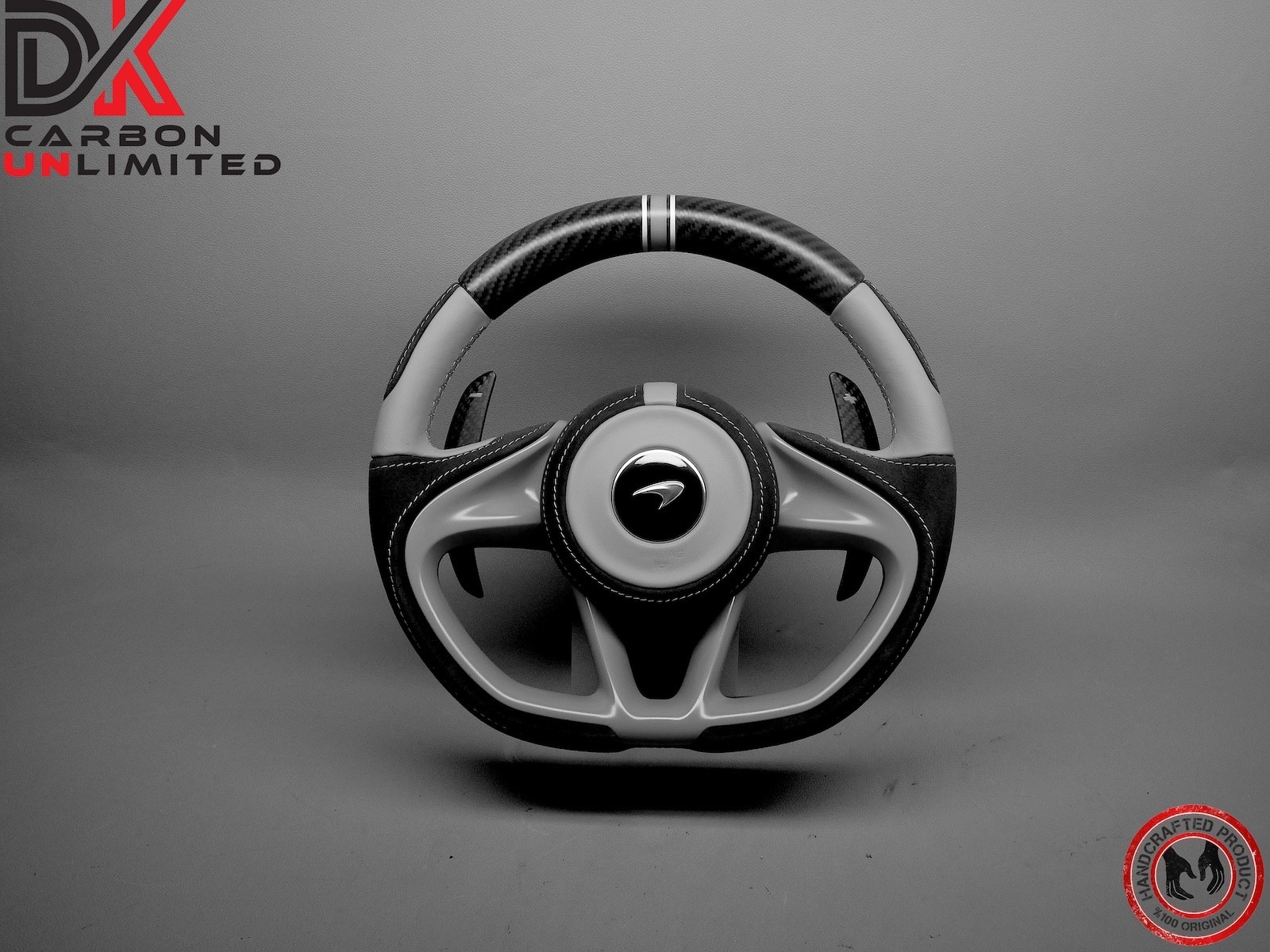 McLaren 750S 720S 765LT Alcantara Gray MSO Weave Matte Carbon Steering Wheel