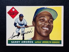 1955 Topps Baseball Card #75 Sandy Amoros Brooklyn Dodgers Rookie RC EX. rookie card picture