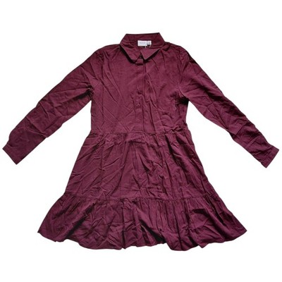 VILA dress VIMOROSE L/S shirt dress size 36 S burgundy burgundy tiered dress New