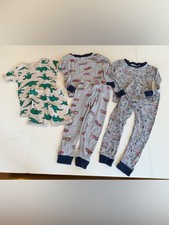 Bundle of Three Pairs 5T Two Pice Pajama Sets Dinosaurs and Fire Trucks