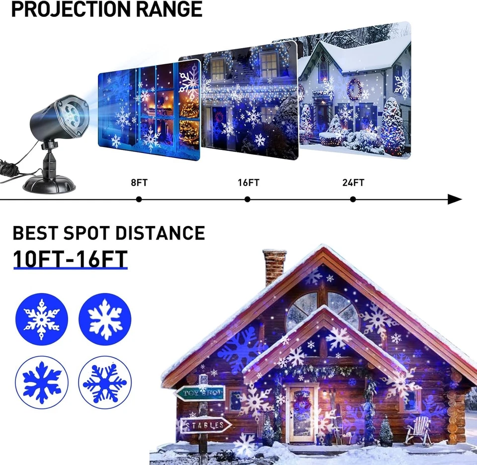 Vanthylit Christmas Projector Lights Outdoor | White Blue Snowflakesttttttttt... - Image 4 of 4