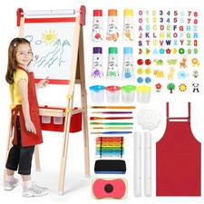 KIDINIX Art Easel for Kids, Double-Sided Children's Painting Easel Set