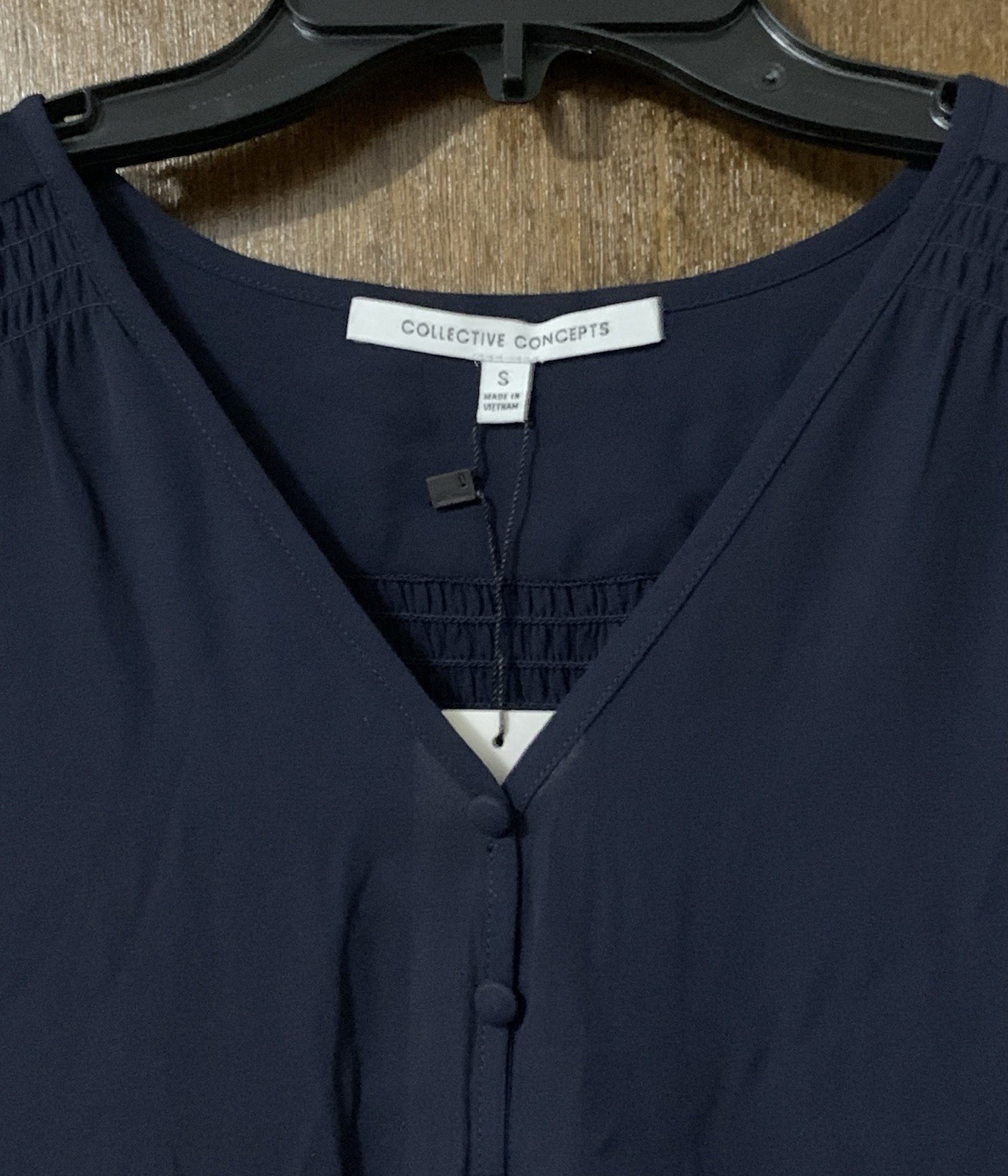 Collective Concepts Womens New $68 Popover Shirt Blouse Top Small 4 6 Navy