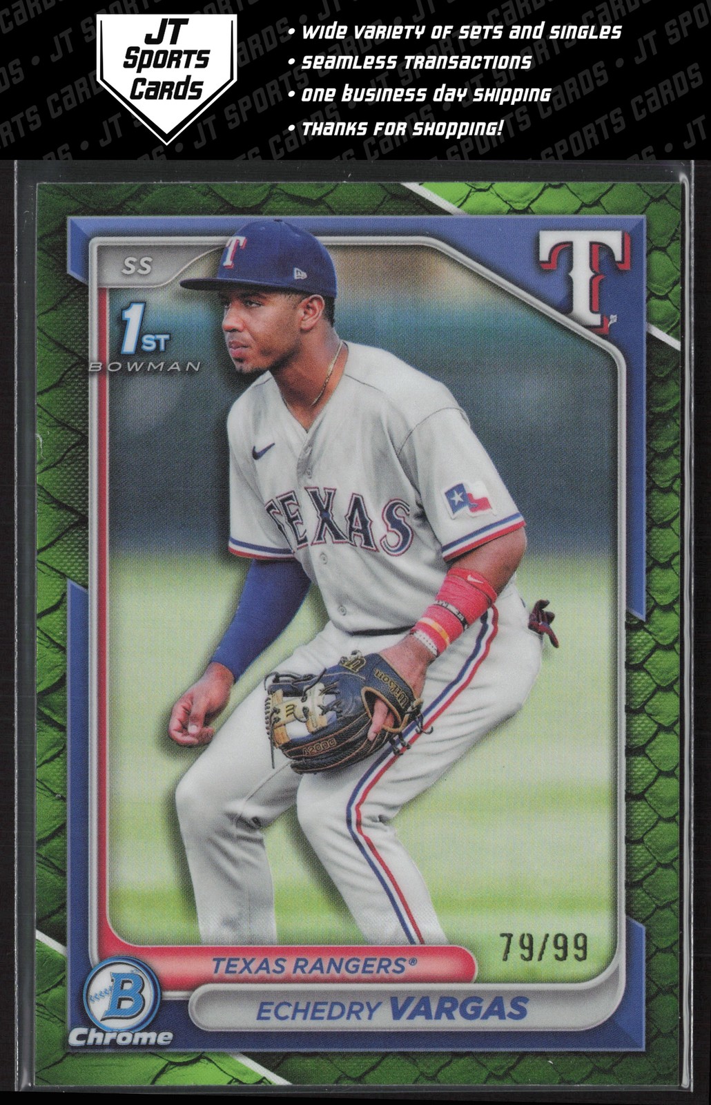 2024 Bowman Chrome Echedry Vargas BCP-163 1st Green Reptilian Refractor /99