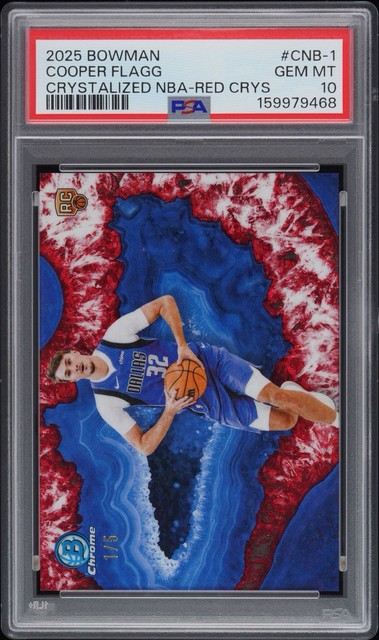 Topps 2025 Bowman Chrome Cooper Flagg Crystallized NBA Red CNB-1 PSA 10 /5