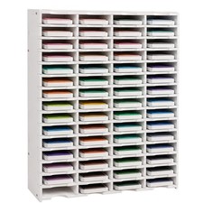 60 Slot Ink Pad Storage Organizer Wall Mount Desktop Rack White PVC