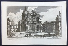 Stampa antica Dom. Montagu 1787 chiesa sant'andrea della valle roma acquaforte