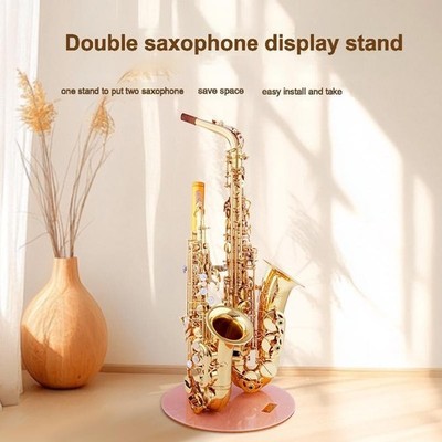 New design acrylic/Aluminum pole aluminum base double saxophone display stand