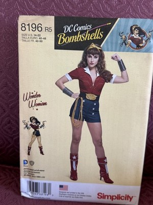 Simplicity Costume Pattern 8196 Ms WONDER WOMAN DC Bombshells Outfit Sz 6-22