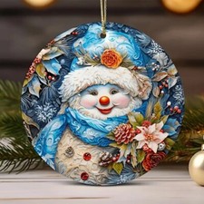 SNOWMAN 3 Stained Acrylic Christmas Ornament 3"  Gift  Stocking Stuffer