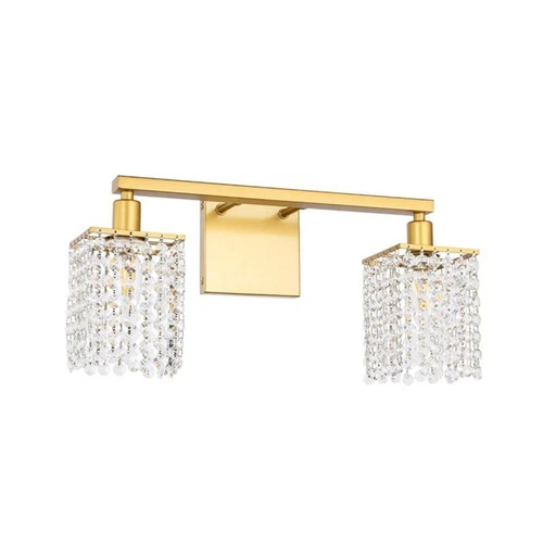 Living District Phineas 2-Light Mid-Century Metal Wall Sconce in Brass and Clear - Picture 7 of 7