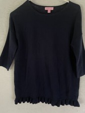 Lilly Pulitzer Girls Ruffle Sweater Navy Blue Size XL 12-14 100 cotton