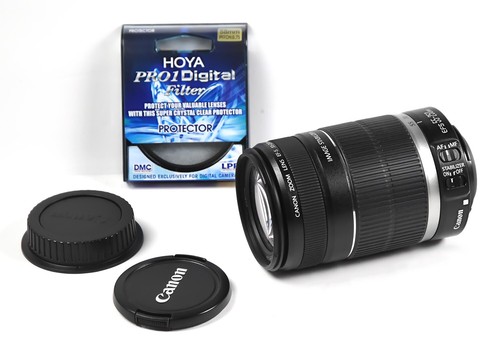 Canon EF-S 55-250mm f/4-5.6 IS Zoom Lens with HOYA Filter and Caps