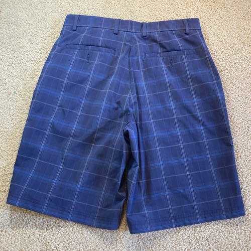 Kirkland Signature Mens Size 32 Bermuda Shorts Blue Plaid Polyester Tech Board - Picture 9 of 10