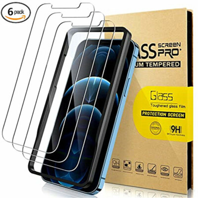 6 Pcs For iPhone 14 13 12 11 Pro Max XR XS 8 7 Tempered Glass Screen Protector