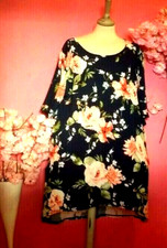 WOMEN PLUS SIZE FLORAL BELL SLEEVE ASYMMETRIC MIDI DRESS ( SIZE UK22-24 )