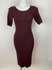 Ann Taylor Maroon Raisin Brown Stretch Sweater Pencil Sheath Dress XS Tall Nice!