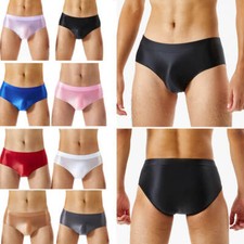 Men's Shiny Satin Glossy Briefs Bulge Pouch Panties Bikini Swim Trunks Underwear