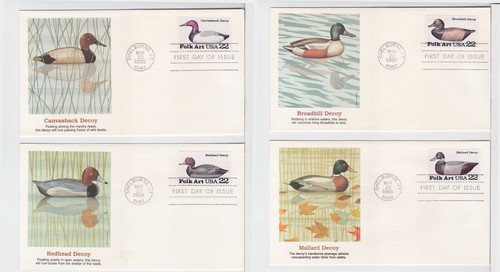 TurtlesTradingPost- Duck Decoys 1985 #2138-41 FDC Fleetwood - 4 Covers