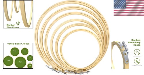 Versatile 7-Piece Bamboo Cross Stitch Hoops for Embroidery & Wall Decor - Picture 2 of 9