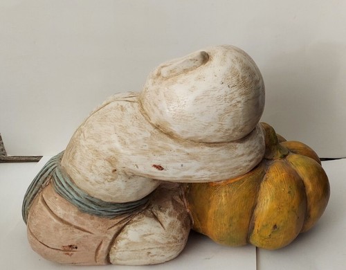 VTG ORIENTAL BOY & GIRL SLEEPING/PUMPKIN HAND CARVED 13" X 10" x 6" SOLID WOOD - Picture 8 of 10