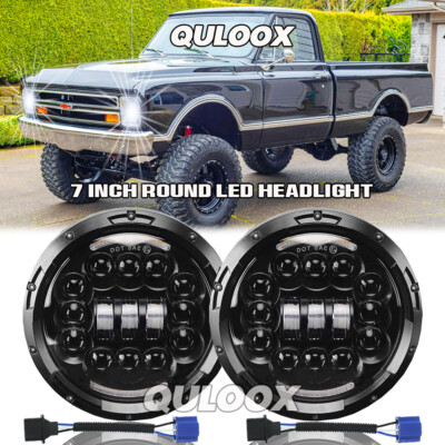 7'' Round LED Headlights Hi/Lo For Chevy Truck 47-1957 C20 30 Pickup 61-1974
