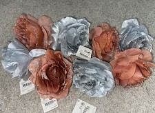 8 Stück Künstliche Rosen Blumenstrauß Kunstblumen Floristik  Rosa Silber  Deko