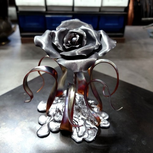 Copper Rose #1745n Splash of Love Art Sculpture Anniversary Valentine's Day Gift - Picture 6 of 15