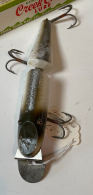Leurre Vintage Creek Chub Bait Co, Brochet Musqué Articulé N°3000, Bois, 6 Pouces, Avec Boîte