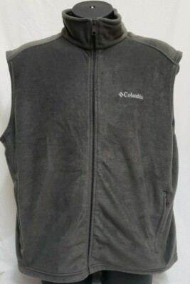 COLUMBIA MENS GRAY FLEECE FULL ZIP VEST SIZE 2XL FREE SHIPPING 