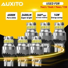 6X AUXITO 7443 7440 Brake Tail Turn Signal Back up Reverse Light Bulb White