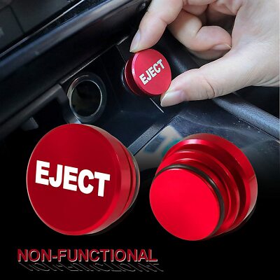 1 Universal RED Aluminum Eject Button 12 Volt Cigarette Lighter Cover Decor  Trim