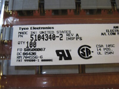 5104340-2 Lot of 100 NOS Connectors from Tyco Electronics