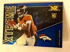 2020 Panini NFL XR Jerry Jeudy Xtreme Rookie Insert Card Blue /99 Denver Broncos. rookie card picture