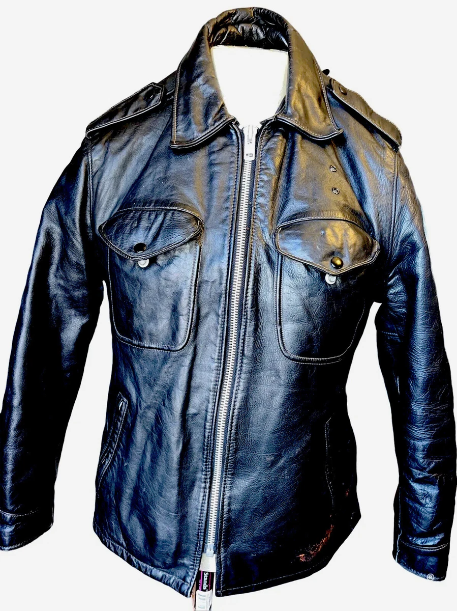 PERFECTO BY SCHOTT MENS VINTAGE LEATHER COP JACKET MODEL 602 SIZE LARGE USA