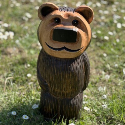 Handgeschnitzter Barney Bär aus Holz groß - Bärenskulptur. Outdoor Indoor Bären