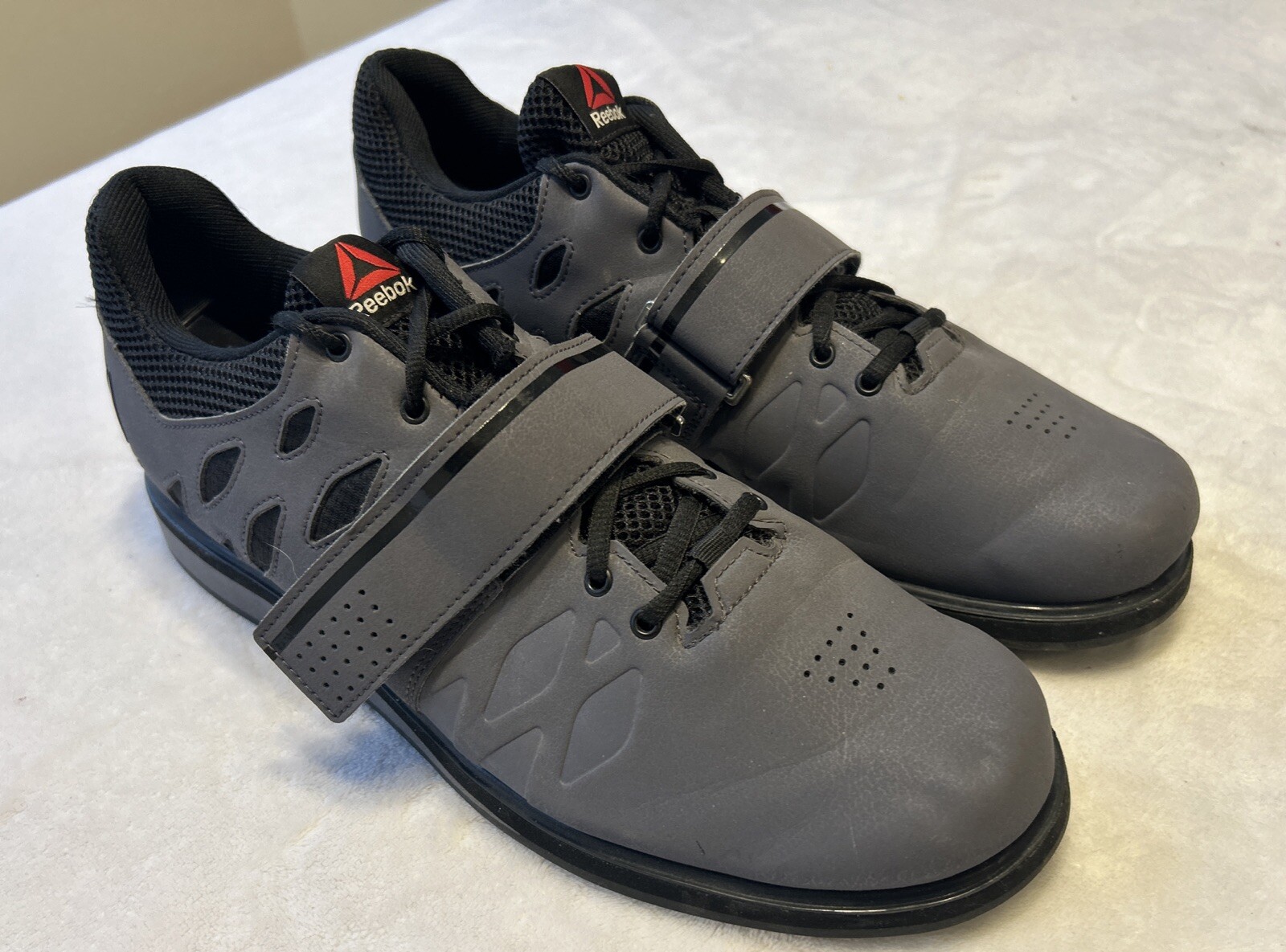 Reebok Lifter PR Mens Weightlifting Cross Trainer Shoes Size 12 Gray Black Strap
