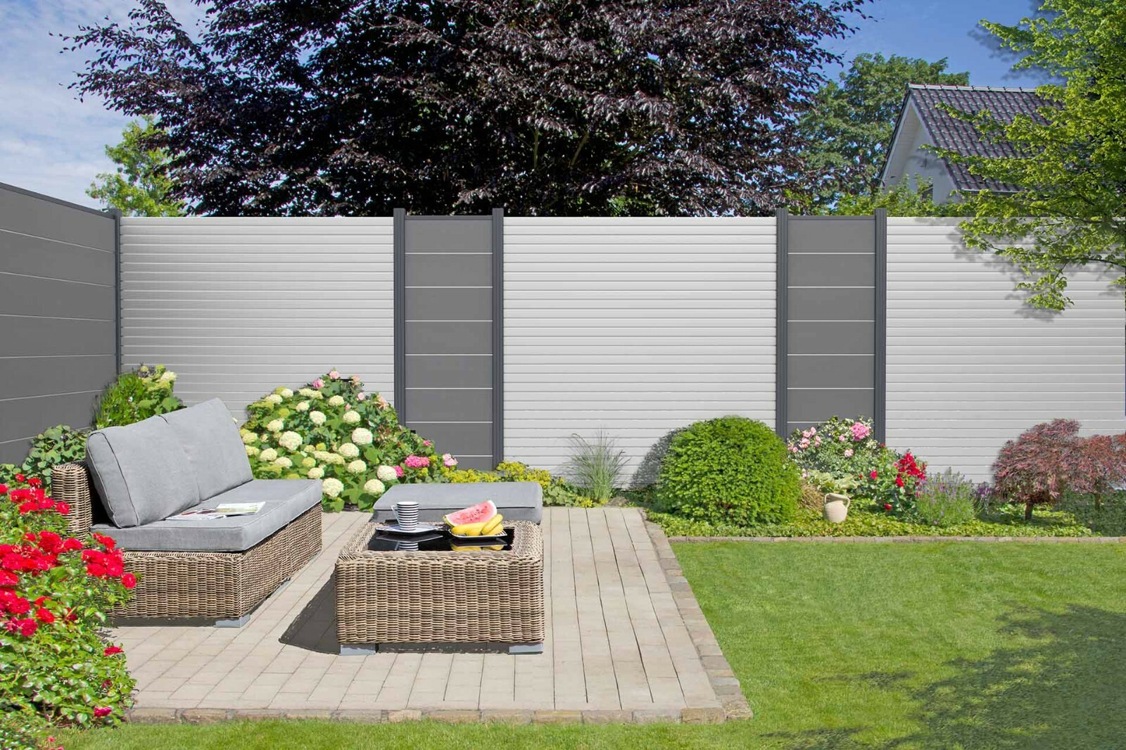 WPC Steckzaun Sichtschutzzaun Sichtschutz Gartenzaun Stecksystem