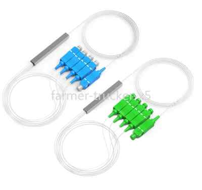 5Pcs Optical Splitter SC APC 1X4 FTTH Coupler Singlemode Simplex Steel Pipe New