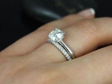 3CT Round Lab-Created Diamond Engagement Wedding Band Ring 14K White Gold Finish