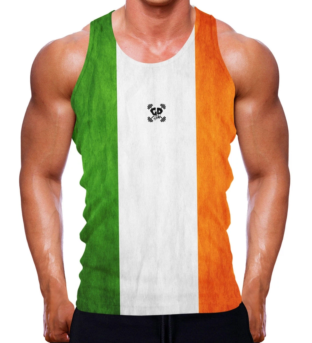 IRELAND FLAG TANK MUSCLE FIT FITTED SLEEVELESS VEST TOP WORKOUT IRISH PROUD MEN