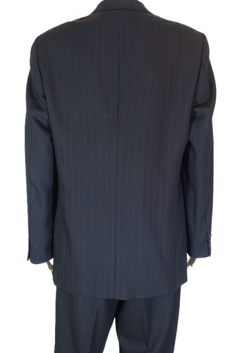 EMANUEL ENGARO~MINT!!~BLACK PNSTRP MENS 42L WOOL CAREER SUIT PLEATED PANTS 36X33 - Picture 4 of 15