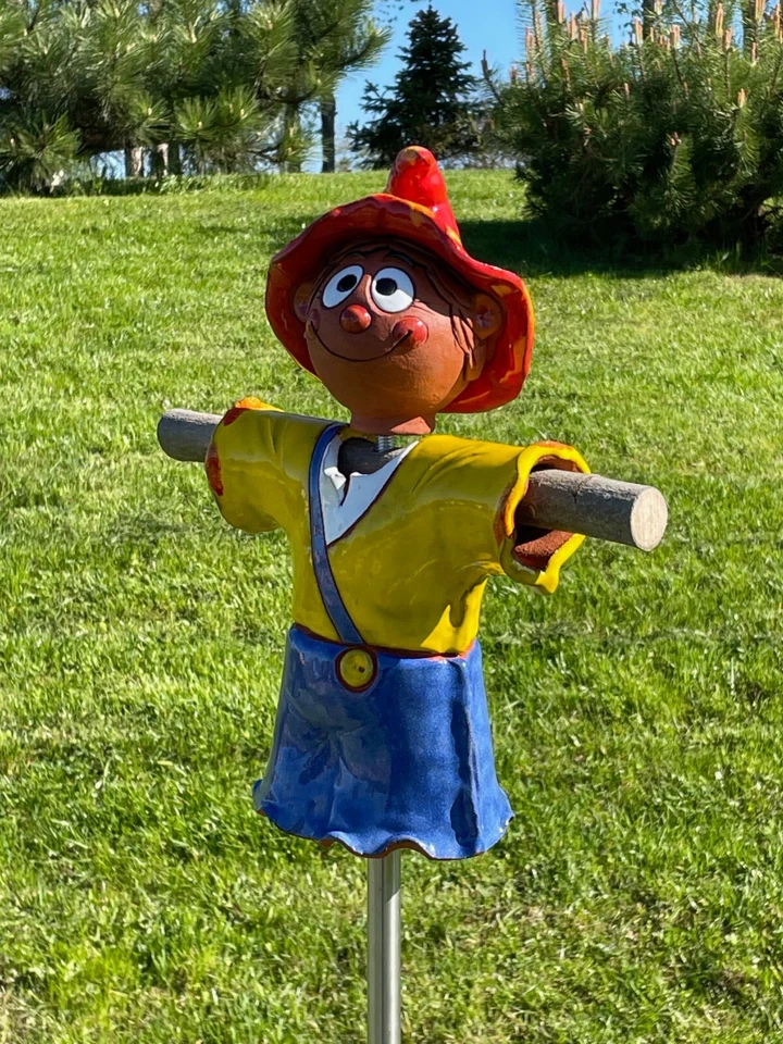 Cerámica Jardín Decoración Espantapájaros Césped Estaca Exterior Estatua H 30cm Foto 4 de 4