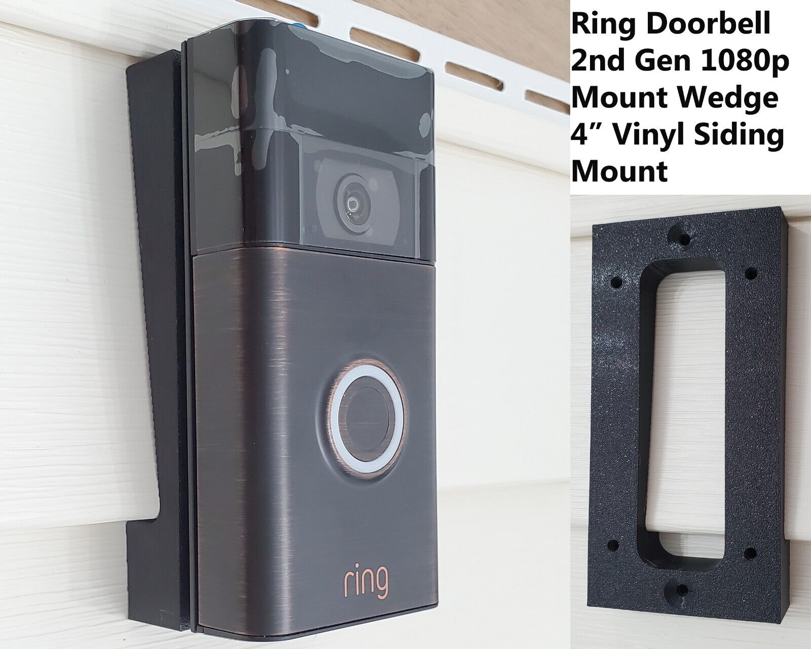 Ring Doorbell 2nd Gen 1080p Wedge Mount for Vinyl Siding Angle Adjustment-image