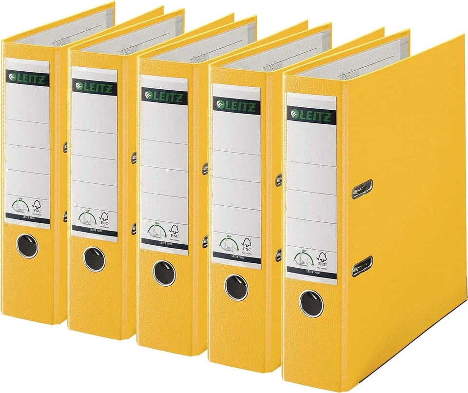 5er Sparpack Leitz 1010 Qualitäts-Ordner Plastik breit gelb - SOFORT OVP