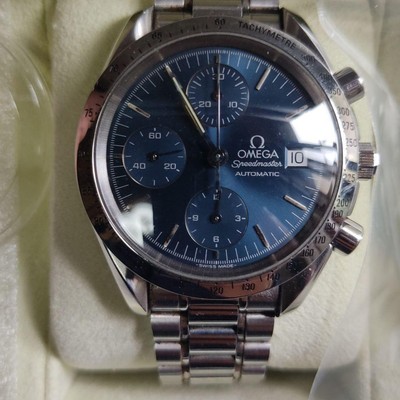 Omega Speedmaster Datum Silber Runder Blau Automatisch Herren Uhr Authentisch